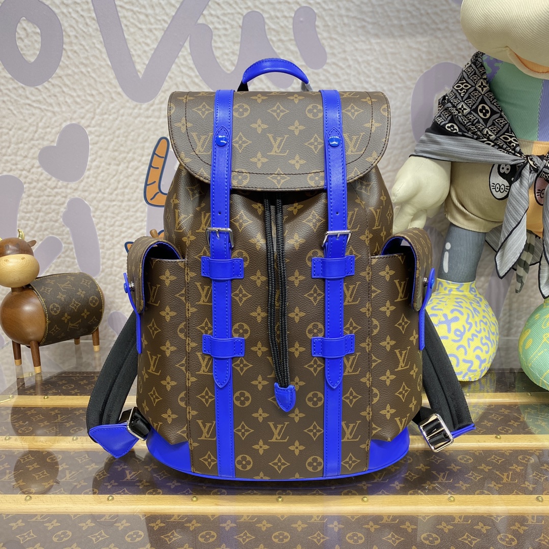 Louis Vuitton LV Christopher Bags Backpack Blue Orange Canvas M46814