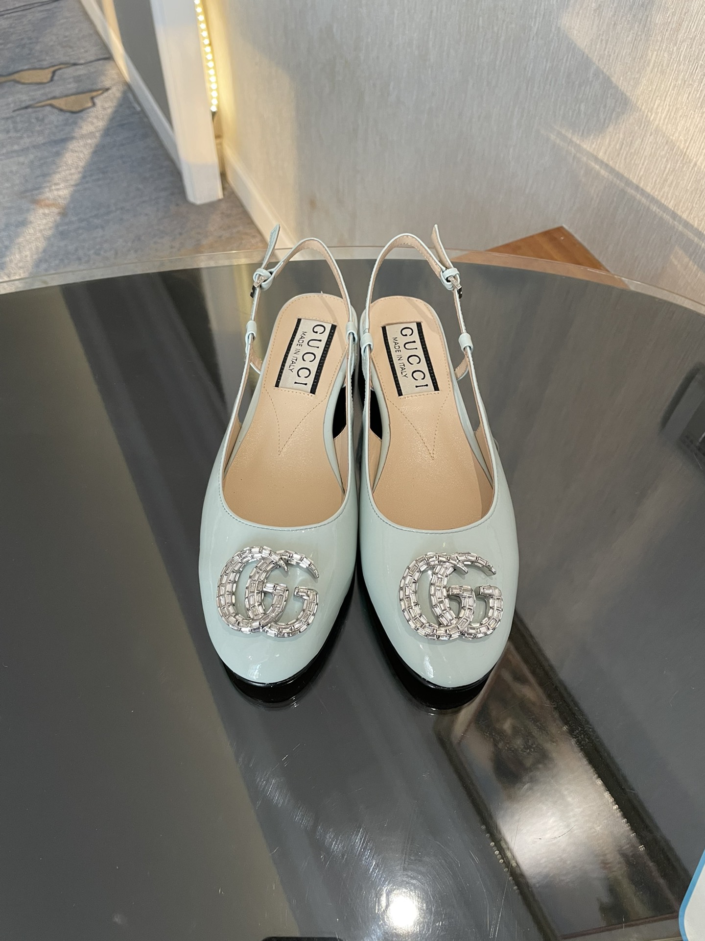 GUCCI 25 vroege lente Horsebit ballerina's catwalkschoen + Ankola rode studs op maat importstof import echte leren zool