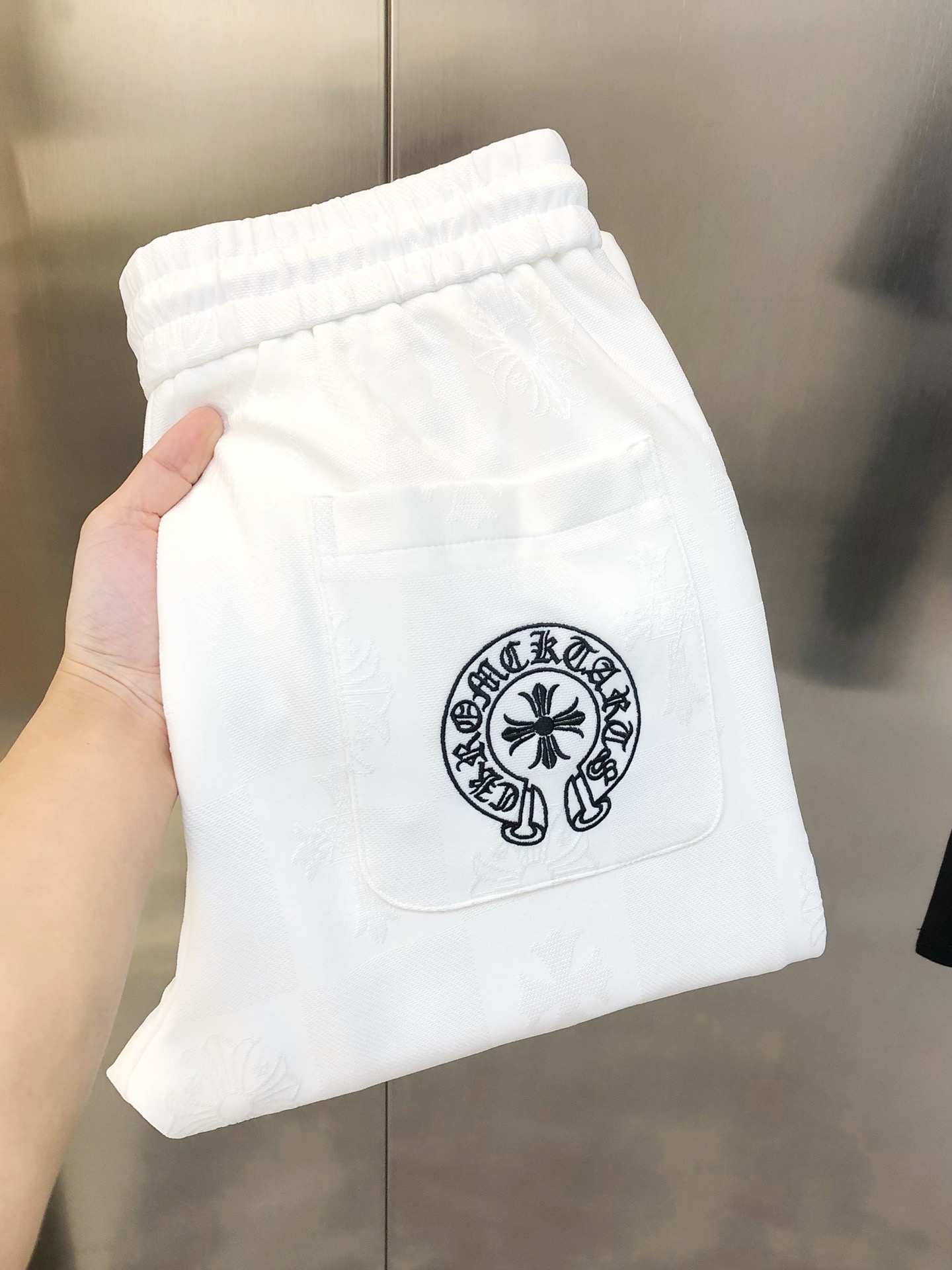 Chrome Hearts Clothing Pants & Trousers Black White Embroidery Men Cotton Fall/Winter Collection Fashion Casual
