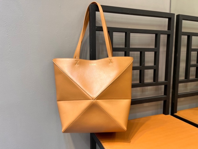 Loewe Puzzle Tote Bag, Foldable Leather Handbag, Brown, Medium Size 1 Loewe Puzzle Tote Bag, Foldable Leather Handbag, Brown, Medium Size