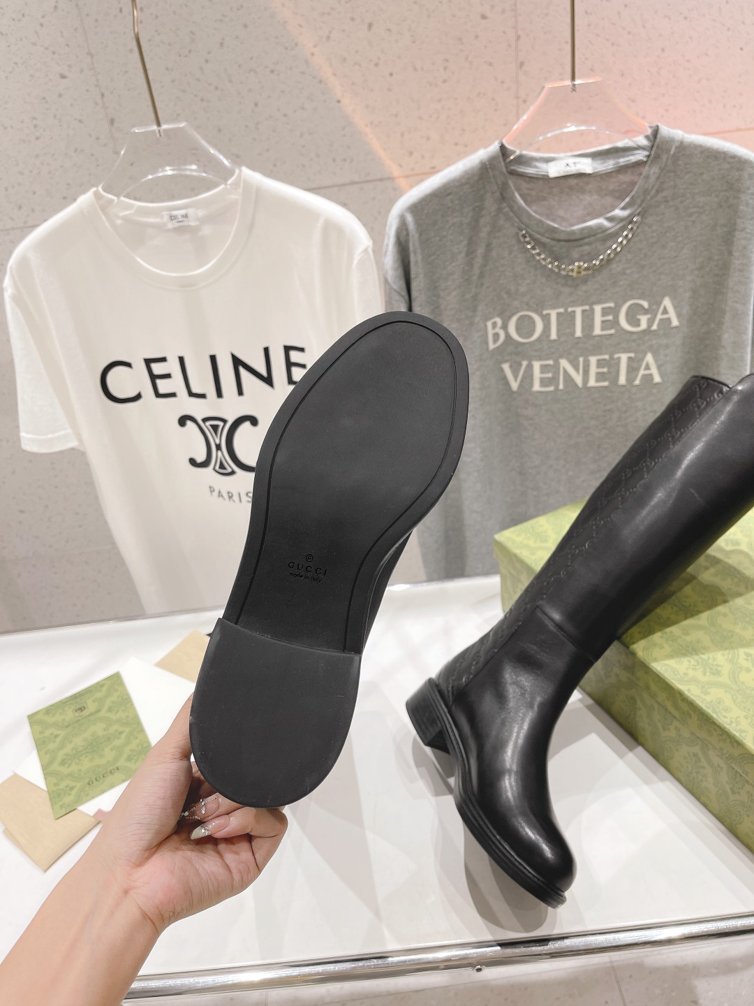 高版本出厂  
  Gucci*古驰G家2025ss官网秋冬新款切尔西后拉链长靴 
✔鞋面：原版定制粒面