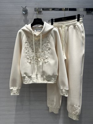 Dior Clothing Hoodies Two Piece Outfits & Matching Sets Embroidery Cotton Fall/Winter Collection Hooded Top