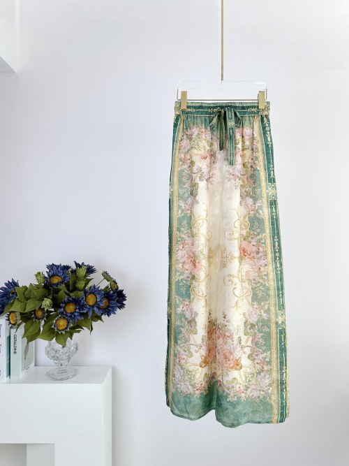 Zimmermann August Floral Print Silk Wide Leg Pants Trousers with Drawstring 1 Zimmermann August Floral Print Silk Wide Leg Pants Trousers with Drawstring