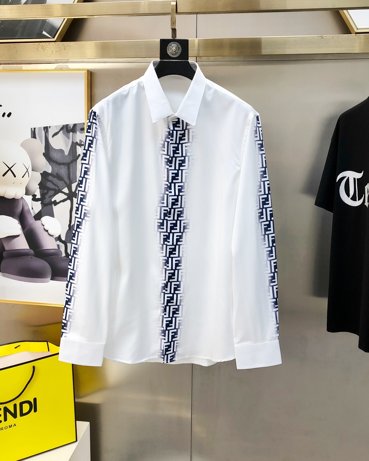 Fendi Clothing Shirts & Blouses Black White Printing Men Cotton Poplin Fabric Fall Collection Fashion Long Sleeve