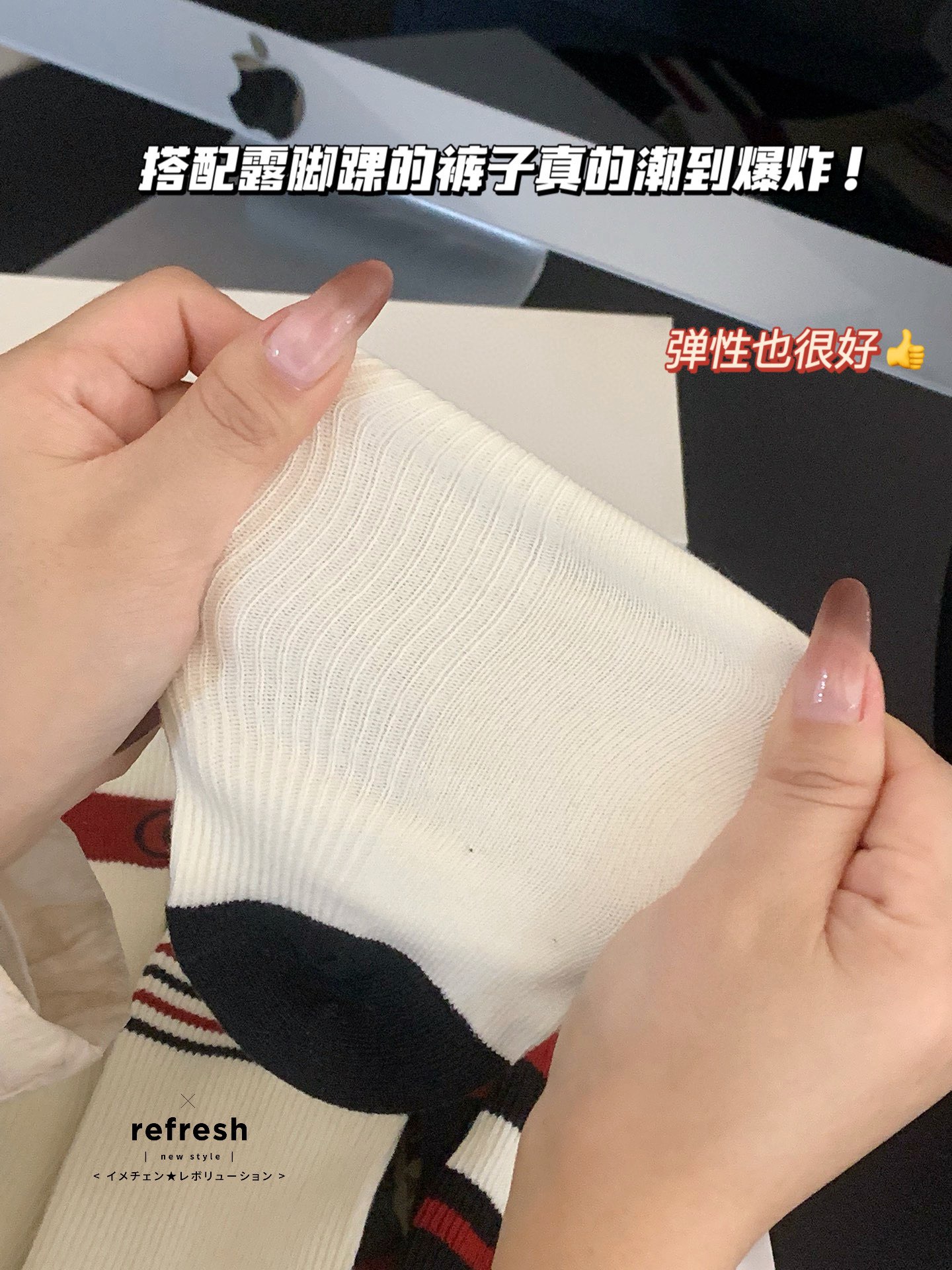 Double-Needle Pure Cotton Embroidered Mid-Calf Socks - Underwear 6