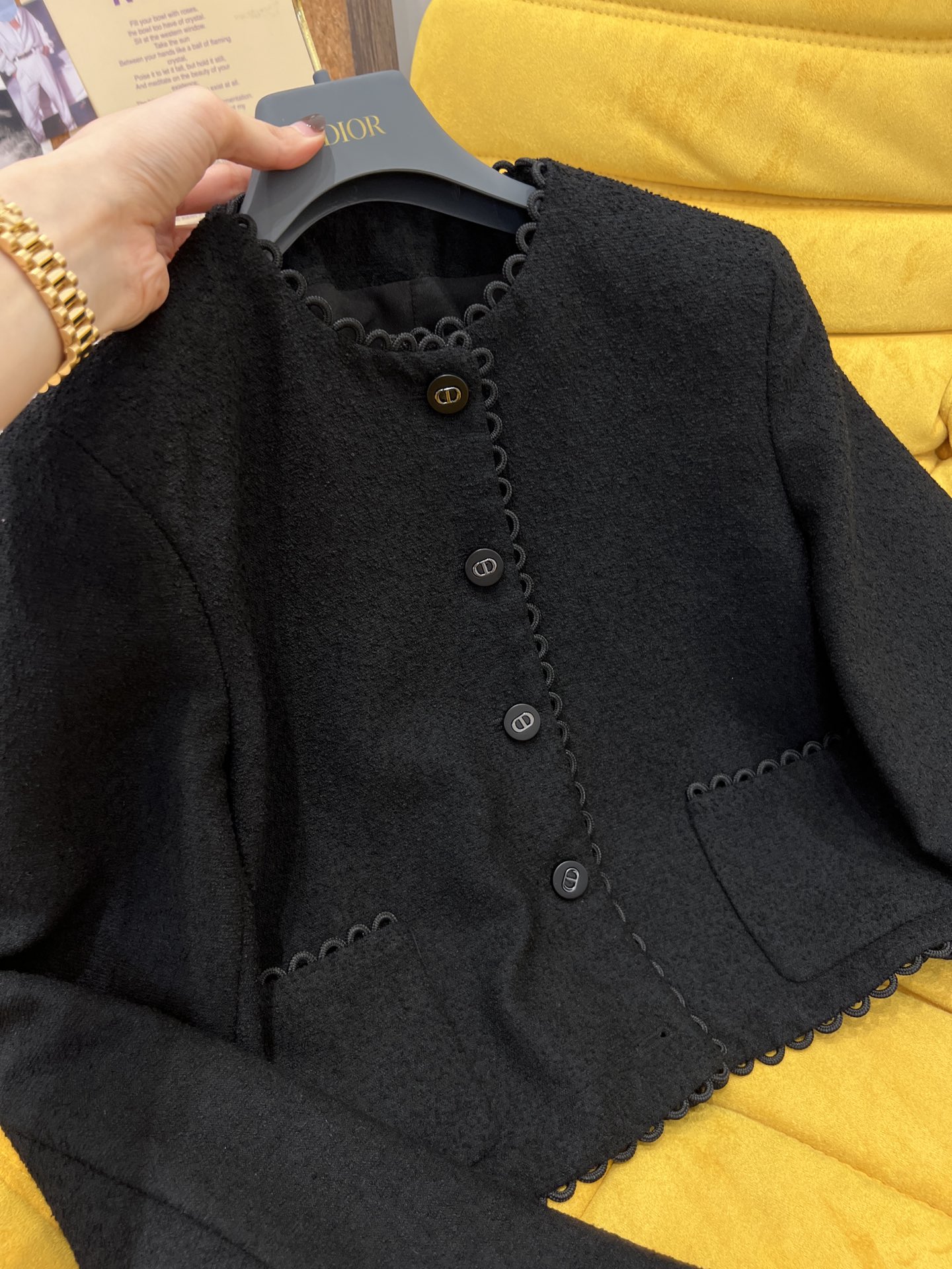 Wholesale Designer Shop
 Dior Clothing Coats & Jackets Black Weave Wool Spring/Summer Collection Fashion