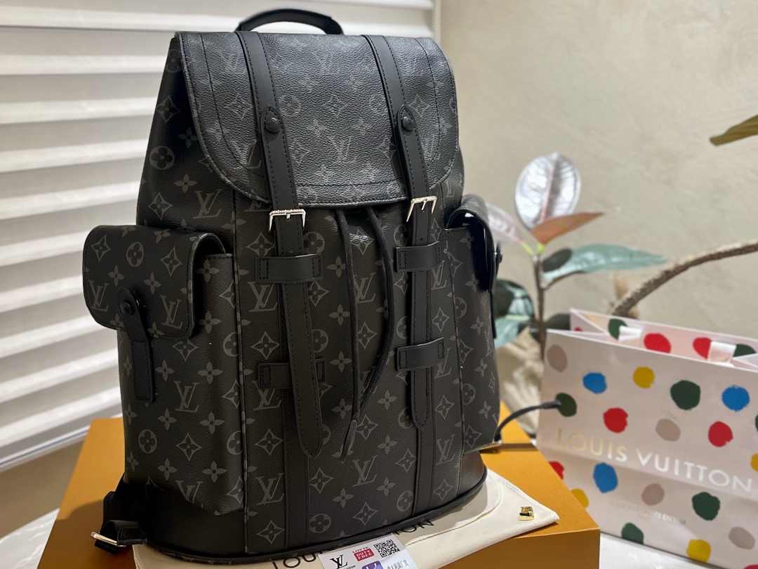 Louis Vuitton Bags Backpack Black Grey Cowhide PVC Fashion