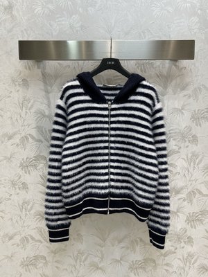 UK 7 Star Replica Dior Clothing Cardigans Blue White Fall/Winter Collection Hooded Top