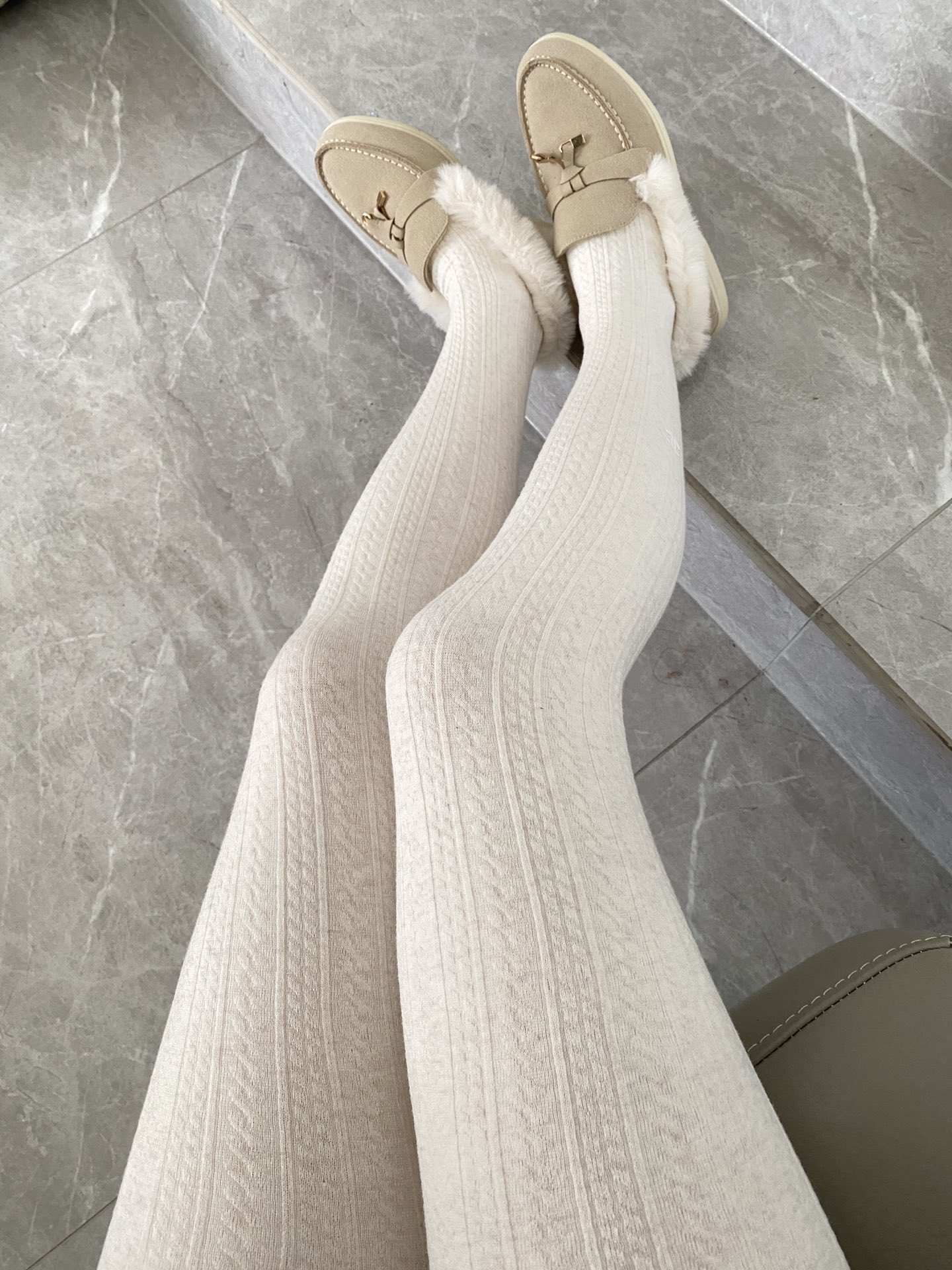 Chanel Sock- Pantyhose Beige White
