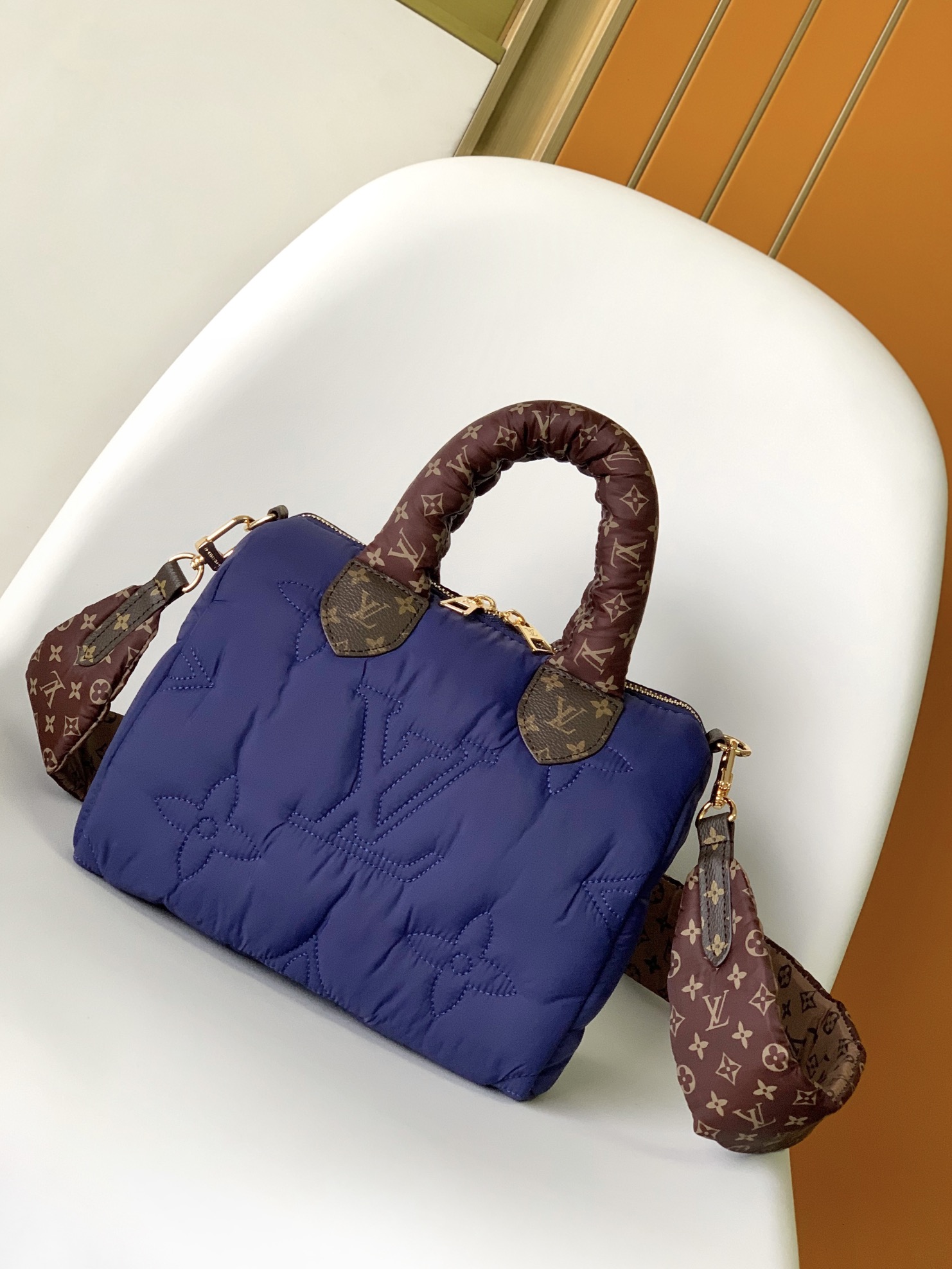 Louis Vuitton LV Speedy Bags Handbags Blue Silver Embroidery Monogram Canvas Mini M21061