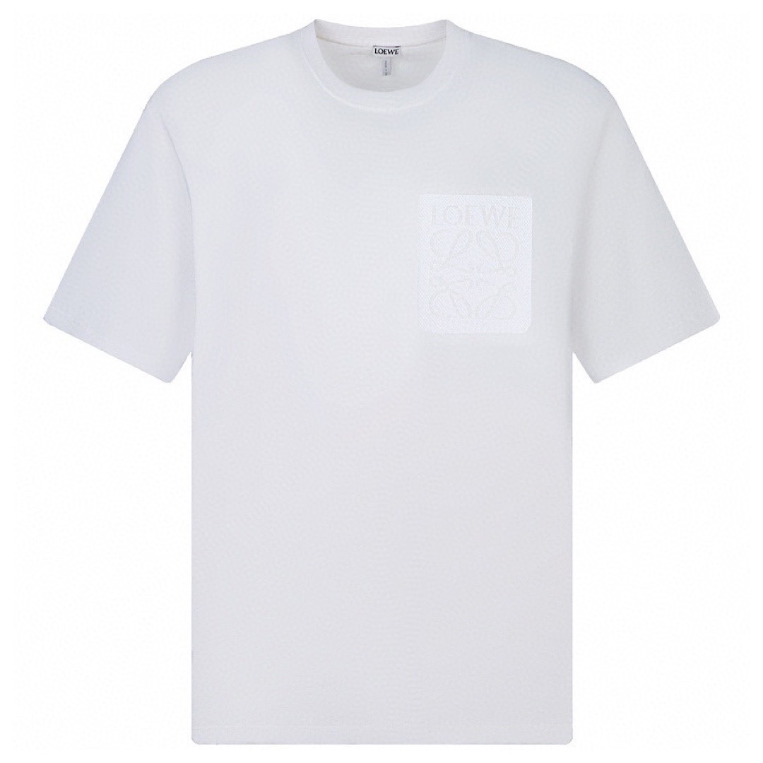 Loewe Clothing T-Shirt Black White Embroidery Cotton Foam Short Sleeve