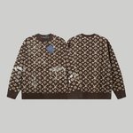 Louis Vuitton Clothing Knit Sweater Sweatshirts Khaki Embroidery Knitting