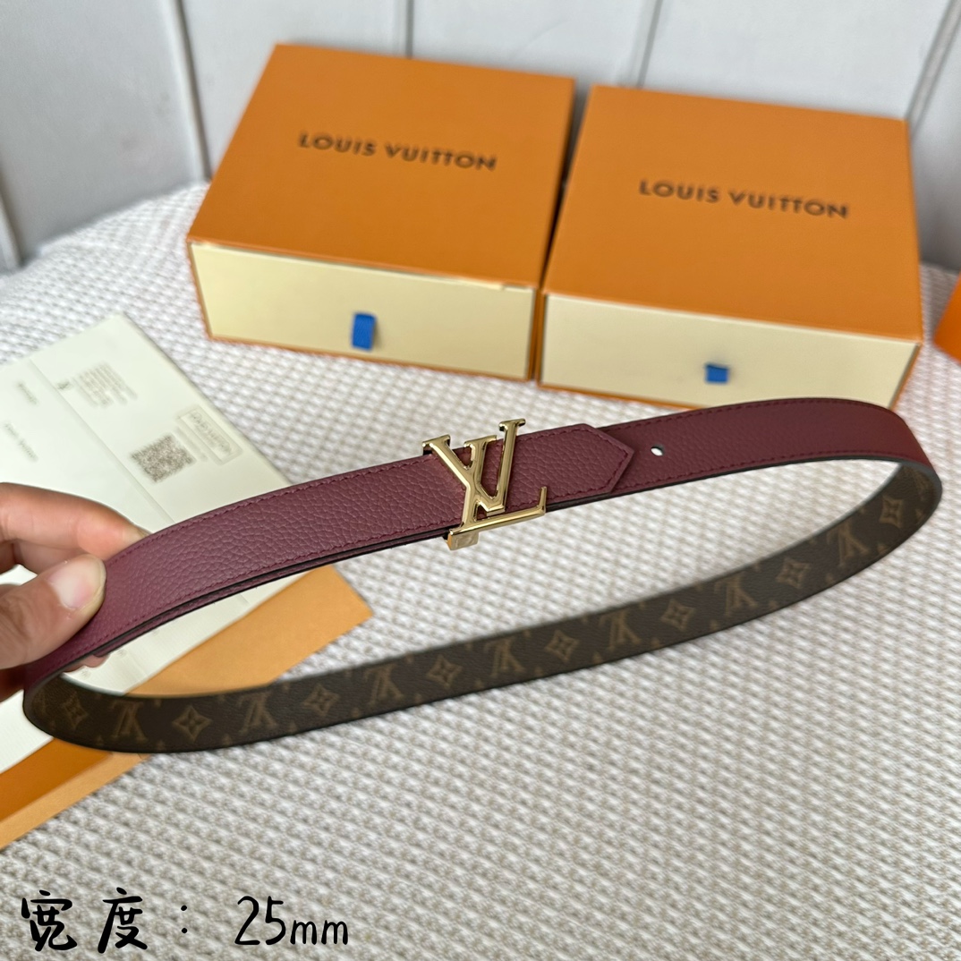 Luxury Cheap Replica
 Louis Vuitton Belts Coffee Color Women Calfskin Cowhide