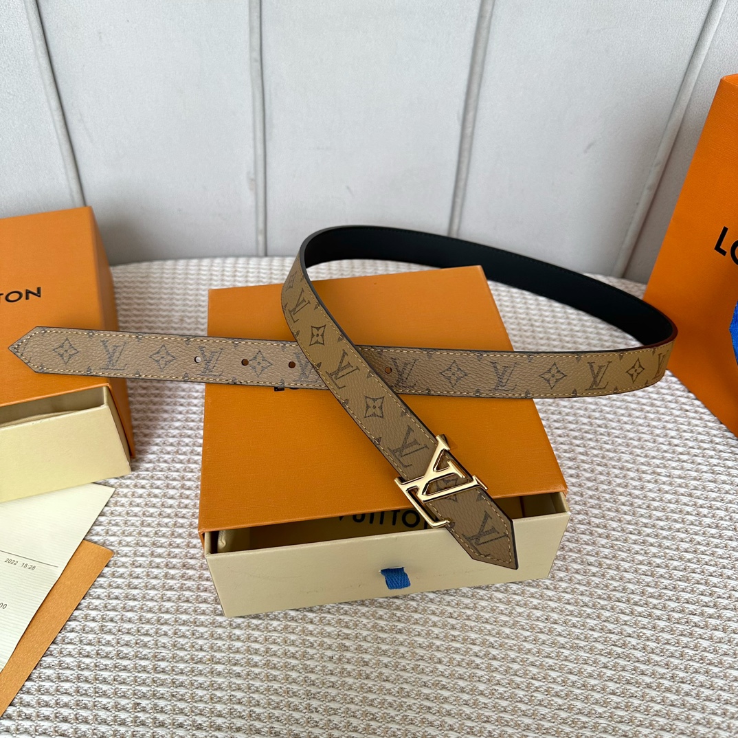 Louis Vuitton Belts Coffee Color Women Calfskin Cowhide