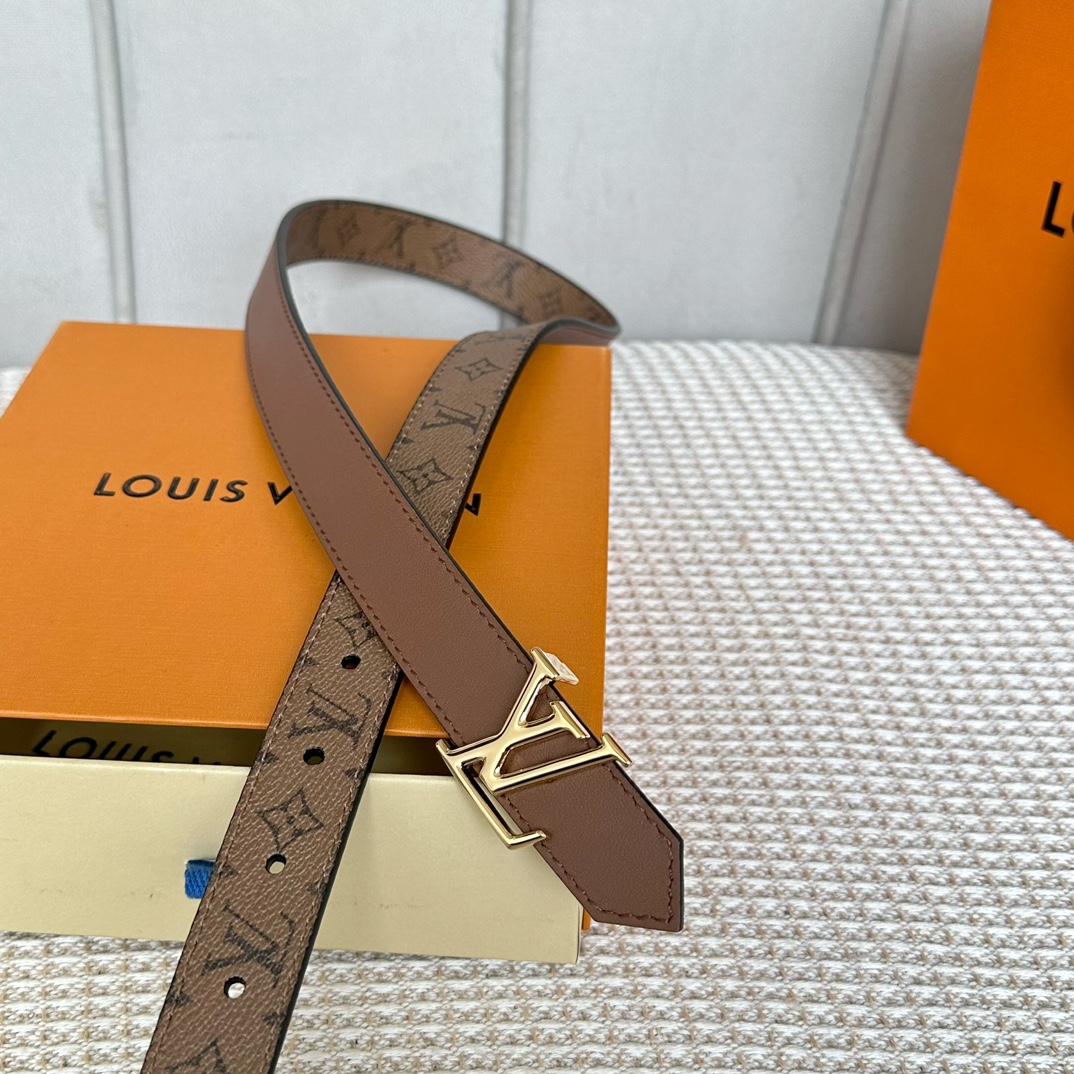 Louis Vuitton Belts Coffee Color Women Calfskin Cowhide