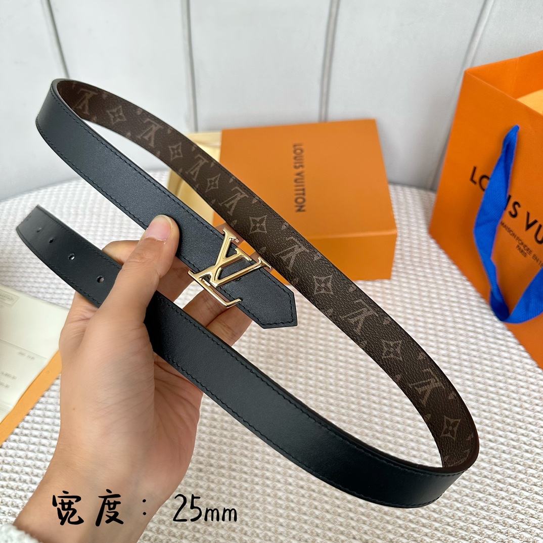 Louis Vuitton Belts Coffee Color Women Calfskin Cowhide