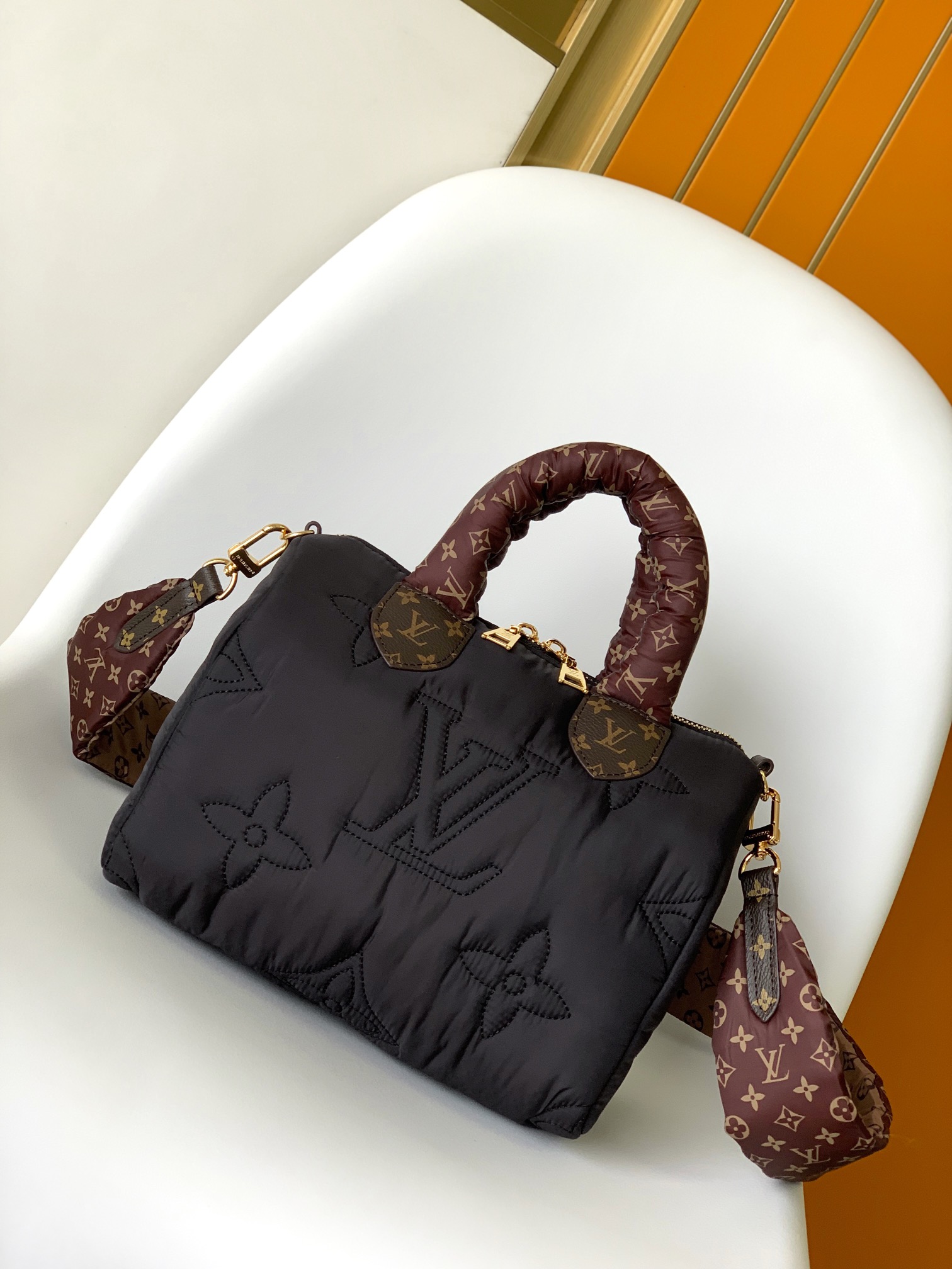 Louis Vuitton LV Speedy Bags Handbags Black Blue Silver Embroidery Monogram Canvas Mini M21061