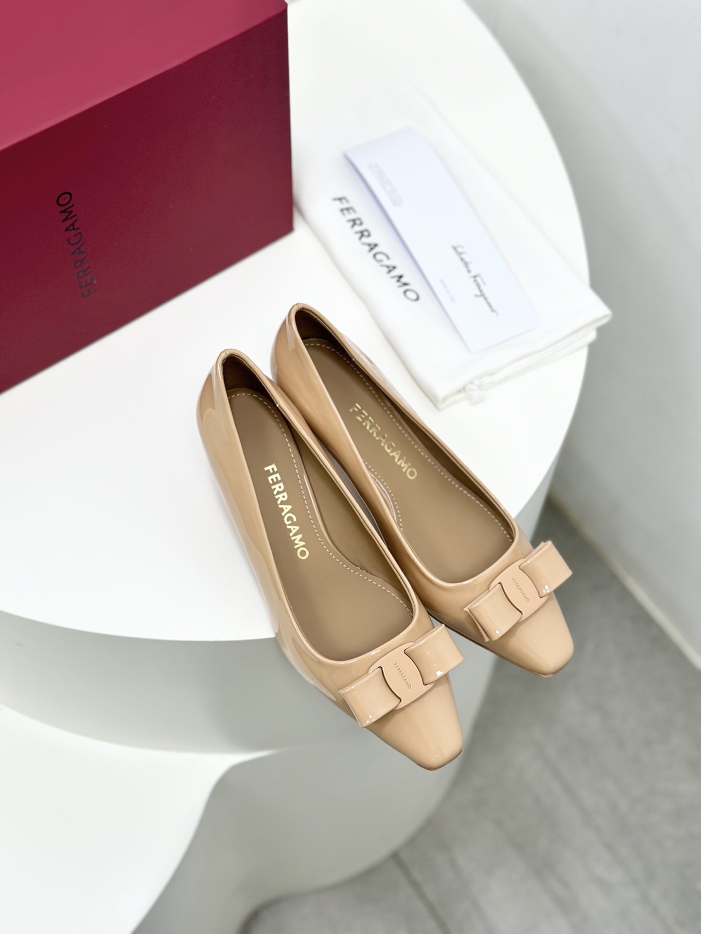 Salvatore Ferragamo Vara Bow Leather Pumps - Nude Color, Comfortable Block Heel 5 i1701580932 5862 6