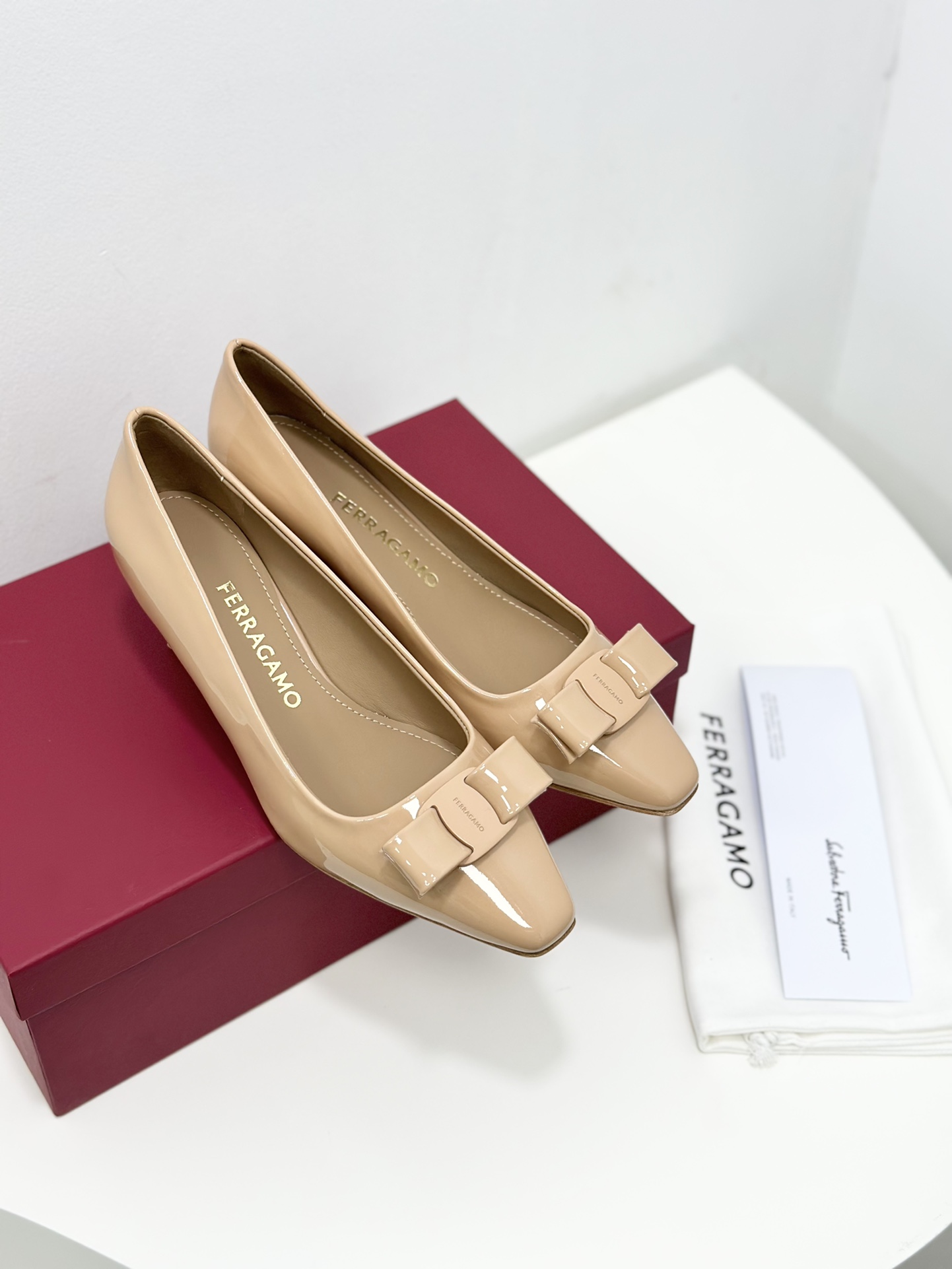Salvatore Ferragamo Vara Bow Leather Pumps - Nude Color, Comfortable Block Heel 8 i1701580932 9891 4