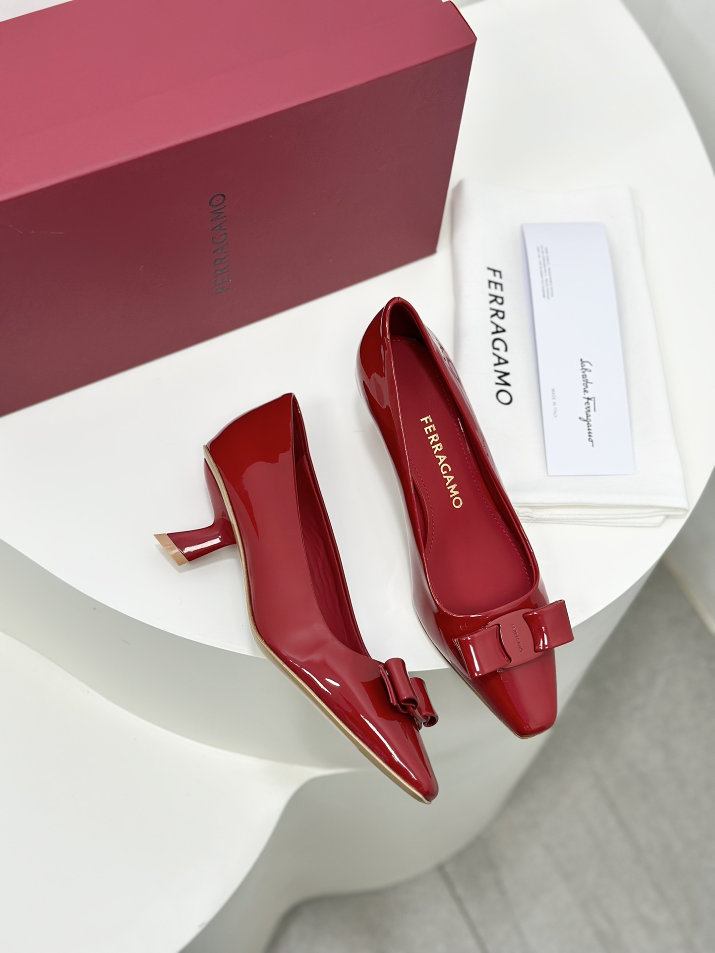 Salvatore Ferragamo Vara Red Patent Leather Bow Pump, Square Toe, Comfortable 5 i1701581968 3792 6