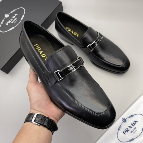Prada Men's Black Leather Loafers with Metal Buckle Detail 1 Prada Men's Black Leather Loafers with Metal Buckle Detail