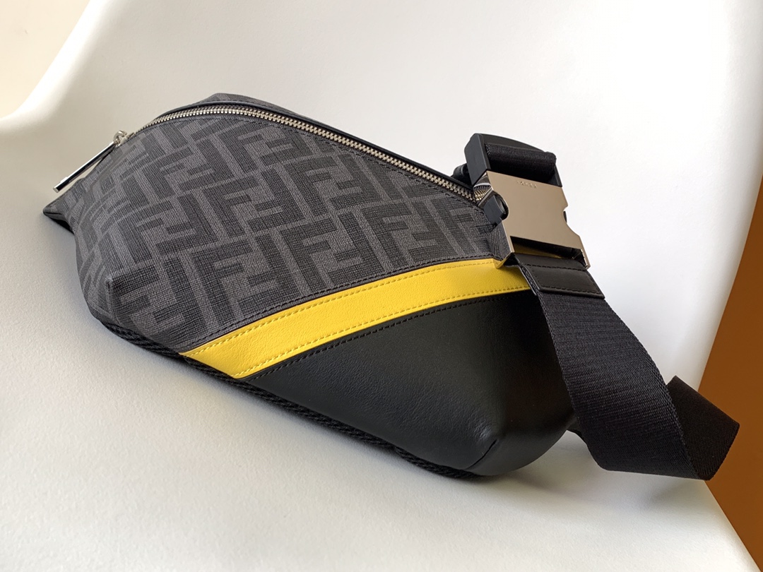Fendi Black FF with Yellow 36x9x36cm crossbody