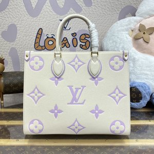 Louis Vuitton LV Onthego AAAAA+ Tote Bags Black Brown Grey Pink Purple White Yellow Empreinte​ Spring Collection M45595