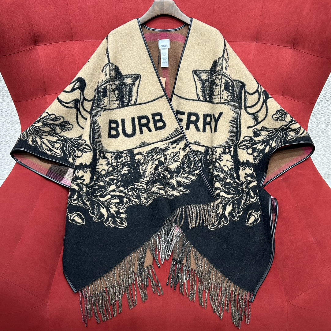 Burberry Schal Umschlagtuch Rot Kaschmir Lammfell Schaffell Herbst/Winter Kollektion