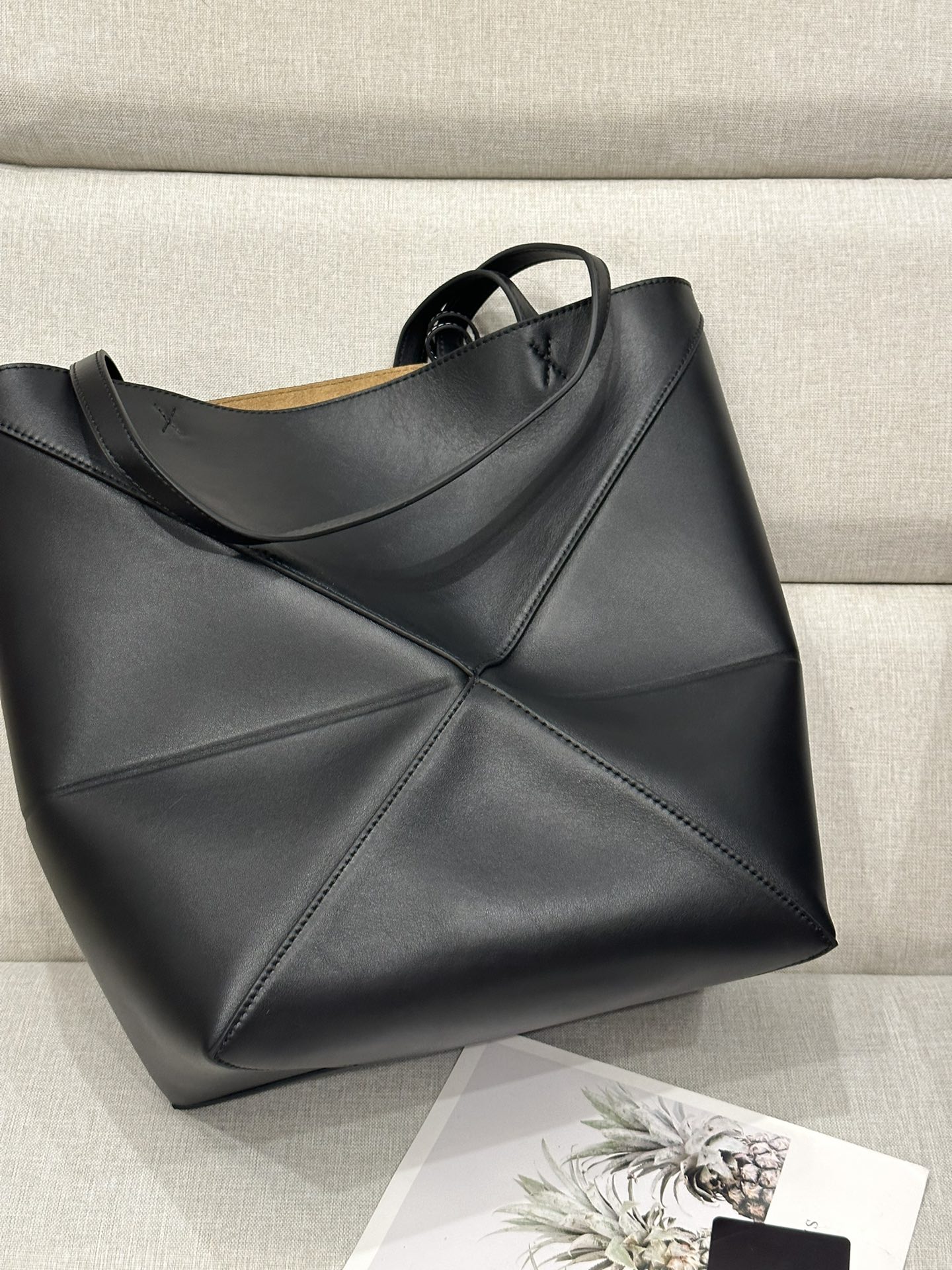 Loewe Black Medium Puzzle Fold Tote Bag in Shiny Calfskin Leather 4 i1701858805 7386 3