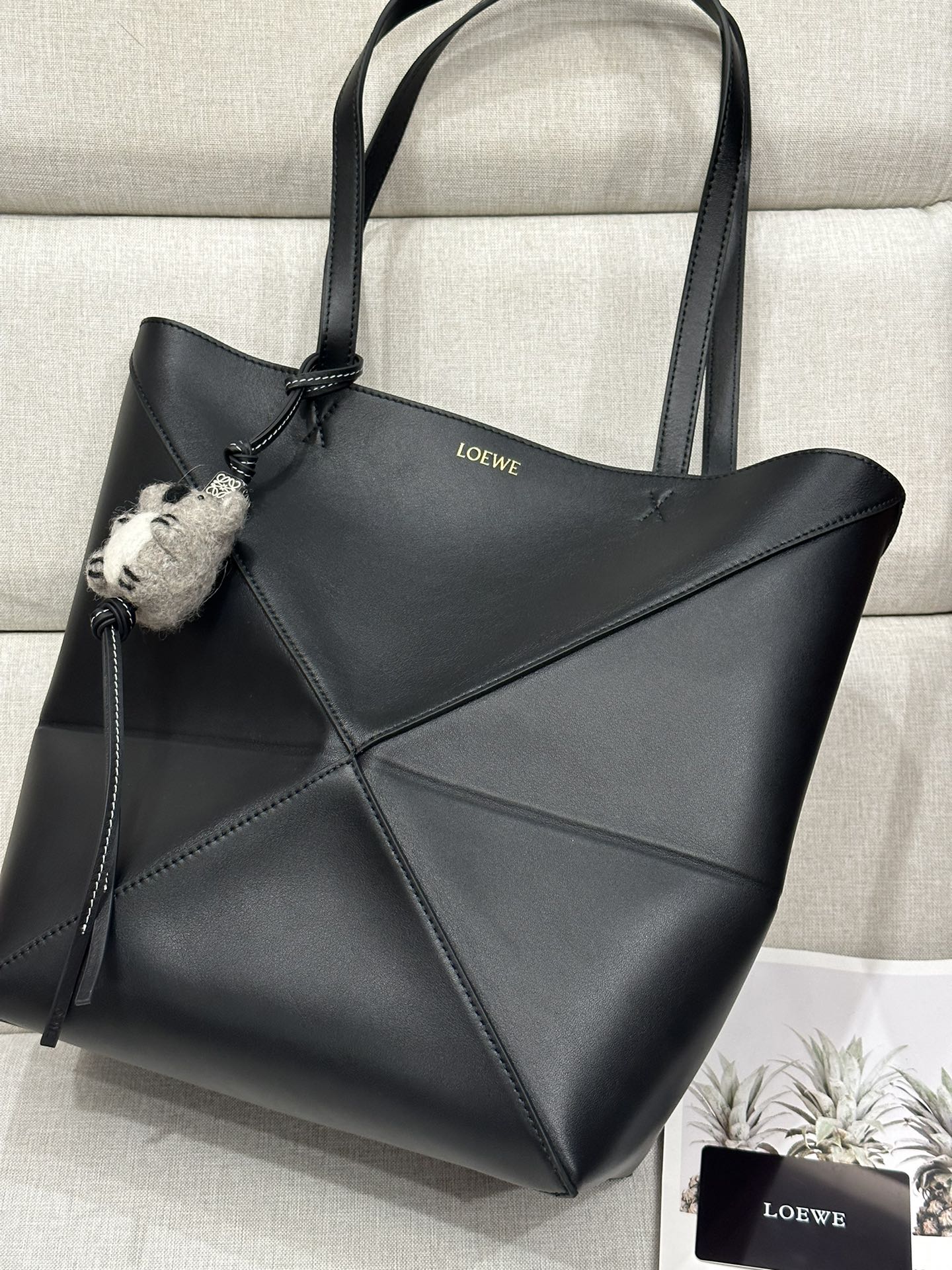 Loewe Black Medium Puzzle Fold Tote Bag in Shiny Calfskin Leather 3 i1701858805 7698 1