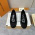 Fashion Replica Louis Vuitton Shoes Loafers Plain Toe Black Sewing Cowhide Genuine Leather Rubber Chains P325500