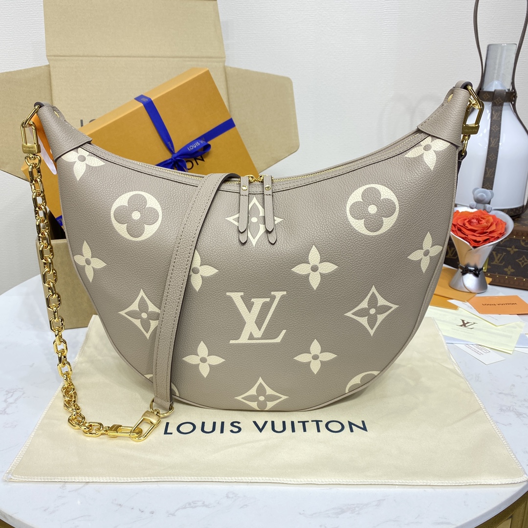 Louis Vuitton Sacos Bolsas Preto Cinzento Branco Empreinte​ Couro de vaca Loop Hobo Correntes M46725