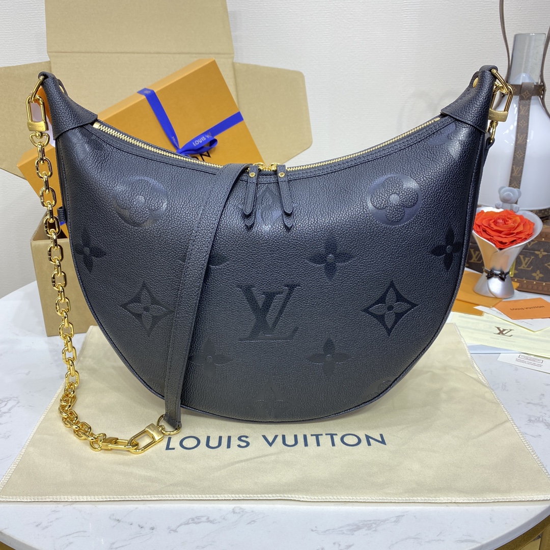 Louis Vuitton Sacos Bolsas Preto Cinzento Branco Empreinte​ Couro de vaca Loop Hobo Correntes M46725