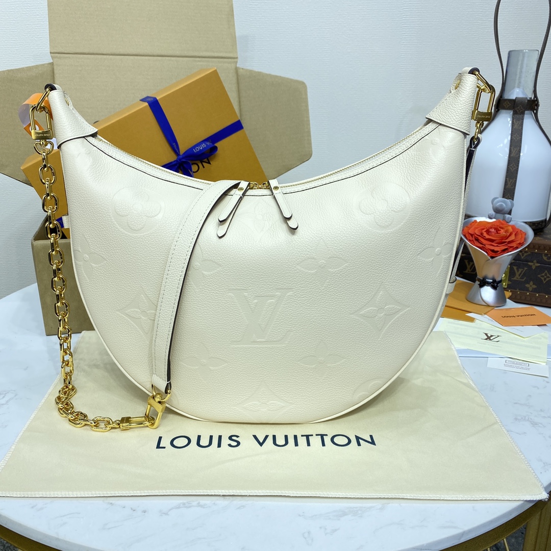 Louis Vuitton Sacos Bolsas Preto Cinzento Branco Empreinte​ Couro de vaca Loop Hobo Correntes M46725