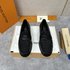 Top 1:1 Replica Louis Vuitton Shoes Loafers Plain Toe Black Splicing Cowhide Fabric Genuine Leather Rubber P325500