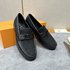 Louis Vuitton Shoes Loafers Plain Toe Black Splicing Cowhide Fabric Genuine Leather Rubber P325500