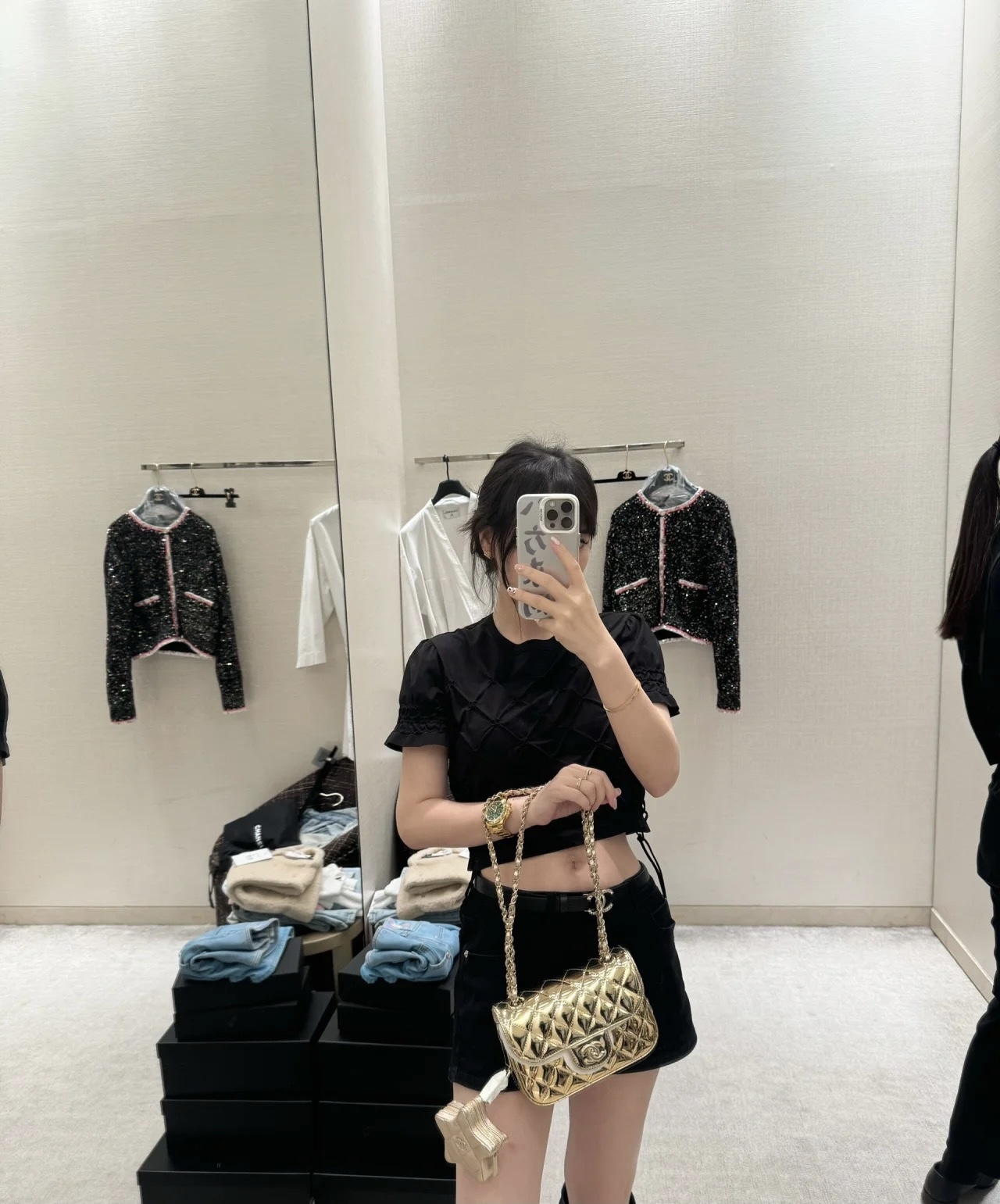 现货现货Ohanel24c春夏星星包CFmini24C的五角星双子链条包镜面材质真的是相当吸睛金色银色粉