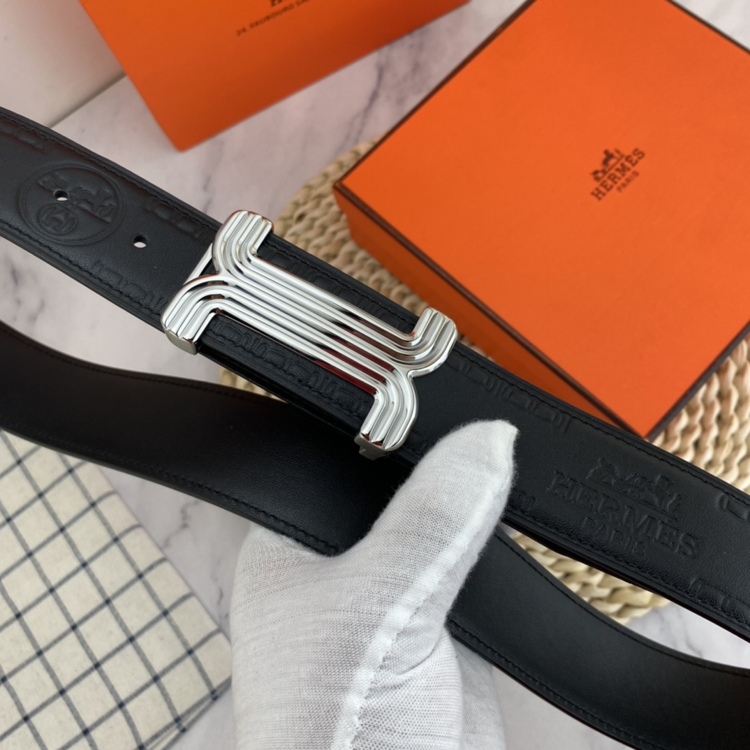 爱马仕特种皮腰带系列原厂五金精品不锈钢扣手感柔软舒适宽3.8CM