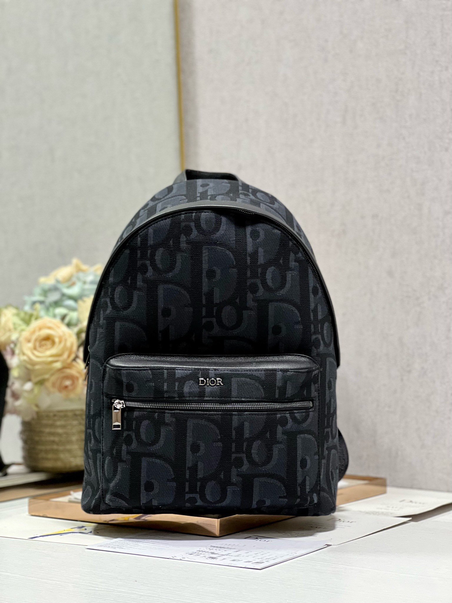 Dior Taschen Rucksack Luxus billig
 Schwarz Drucken Unisex Leinwand Oblique
