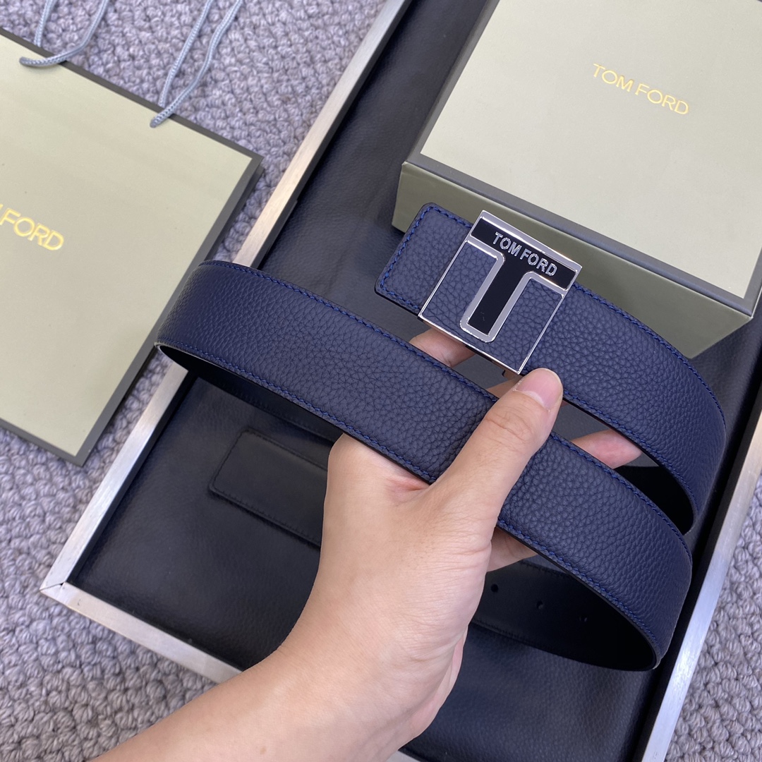 TOMFORD汤姆福特新品高端双面小牛皮简约商务男士腰带4.0cm宽双面使用配原版包装