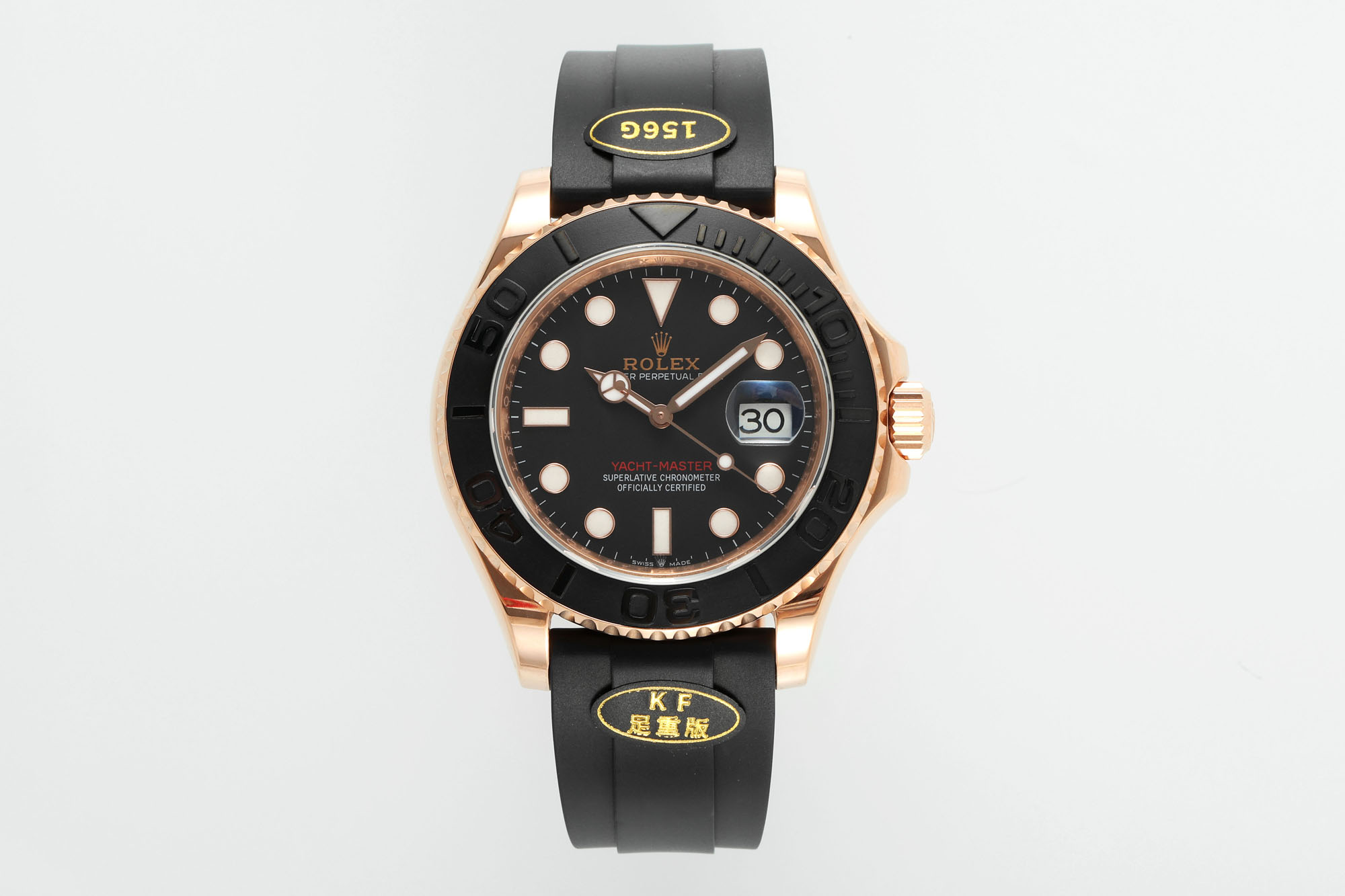 NO:158415,All the amazing things come from constant attempts. The first God-level Yacht-Master in cloning history, the launch of a new technology has broken through the limits of traditional craftsmanship. The conventional stainless steel products on the market have a specific gravity of 8, the counterweight products have a specific gravity of 12.5, and the official K gold has a specific gravity of 16.5. We have developed a special material comparable to the specific gravity of K gold. The products cast through this special material can be infinitely close to the K gold case in terms of weight and texture. M126655-0002  The weight is 156 grams, the weight of M226658-0001 and M226659-0002 is 174 grams. For watch friends who like Jin Lao, they can detoxify and say goodbye to the embarrassing scene of light and fluttering. At the same time, they use a two-way rotation 60-minute scale outer ring with matte black Cerachrom ceramic ring, and a corrected Yacht-Master dial. The movement is newly upgraded to an integrated Cal. movement. The details of the watch are full of sincerity. Even the dog head mark on the back can clearly see the three-dimensional pattern, etc. The product of KF must be a fine product.19860909所有的惊艳——都源自于不断地尝试,克隆史上第一款神级Yacht-Master名仕游艇