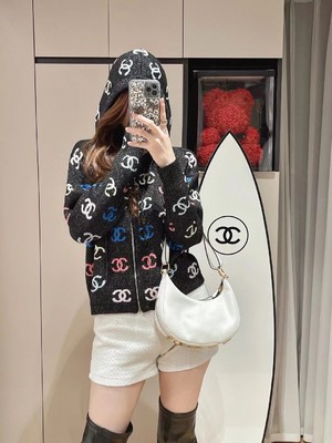 Chanel Clothing Coats & Jackets Cashmere Knitting Wool Fall/Winter Collection Hooded Top