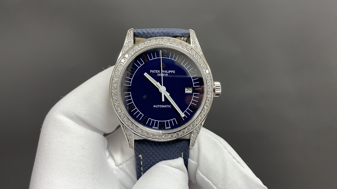 Patek Philippe Orologio da Polso Blu Pelle di vitello bovina Cinturino in pelle