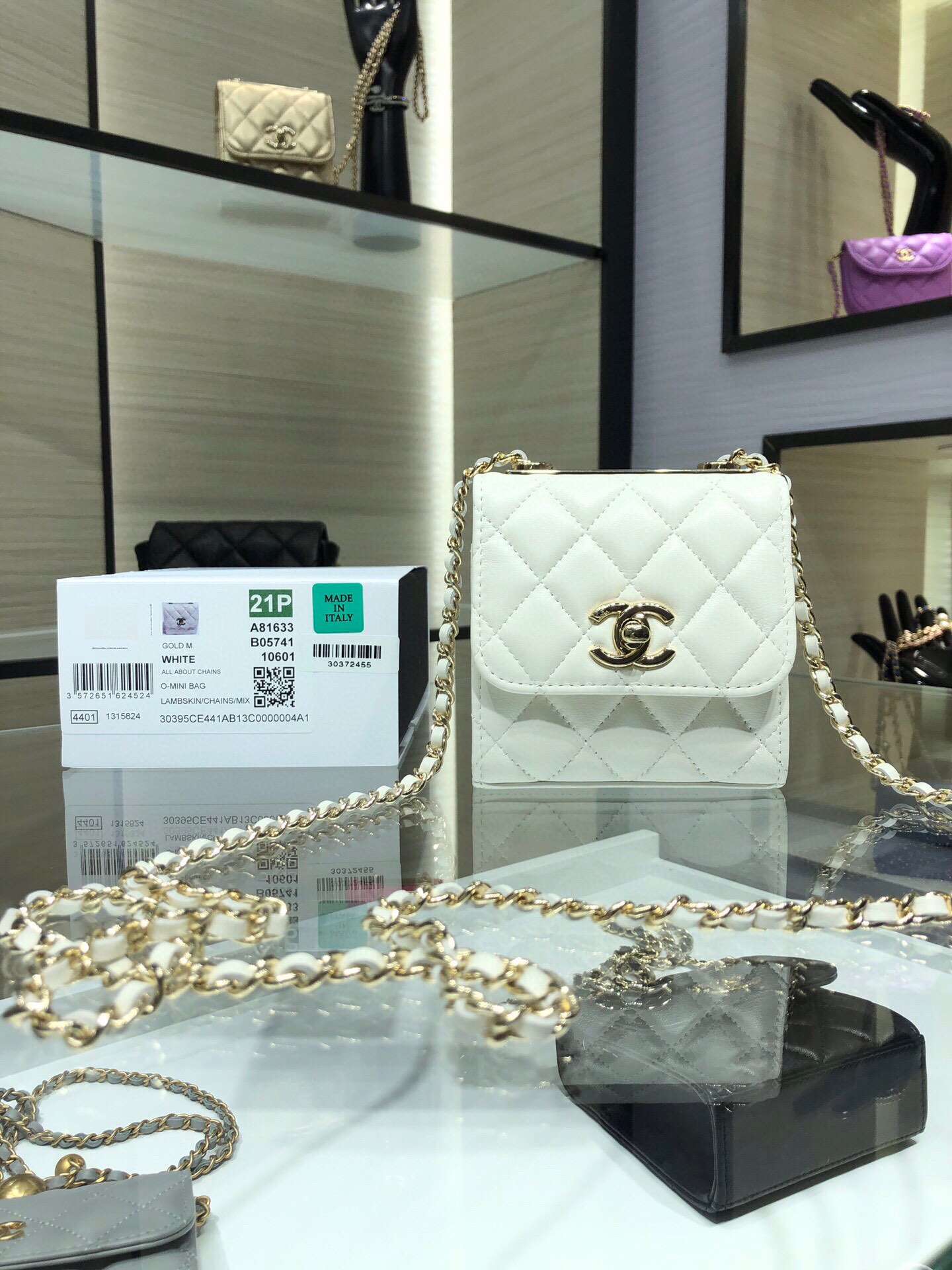37 Ohanel/nuevo trendy mini pequeño cuadrado, monedero, bandolera de hombro, patrón de rombos, placa metálica, cierre g…