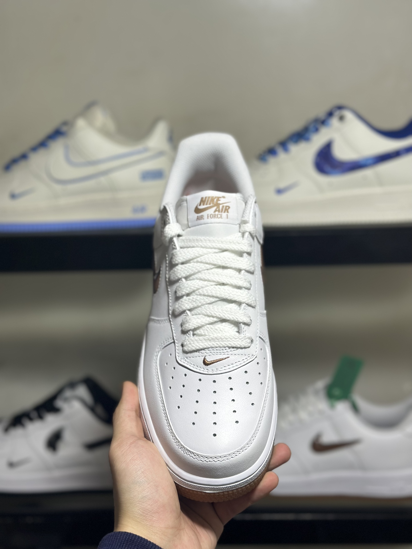 纯原级别NikeAirForce1Low卡其棕果冻勾空军一号低帮运动休闲板鞋原厂冲刀皮料切割干净无任何毛