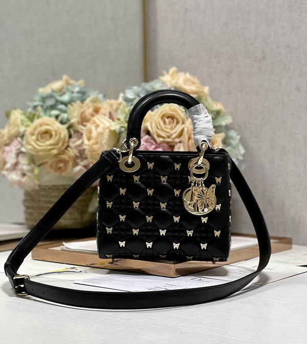 Dior Handbags Crossbody & Shoulder Bags Black Gold White Lambskin Resin Sheepskin Lady