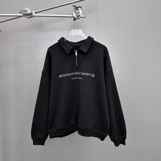 Alexander wang |新款卫衣,纯棉毛圈面料,polo领设计显瘦百搭,胸前烫金粉设计感十足,尺码Sml [洗涤 Alexander wang |新款卫衣,纯棉毛圈面料,polo领设计显瘦百搭,胸前烫金粉设计感十足,尺码Sml [洗涤