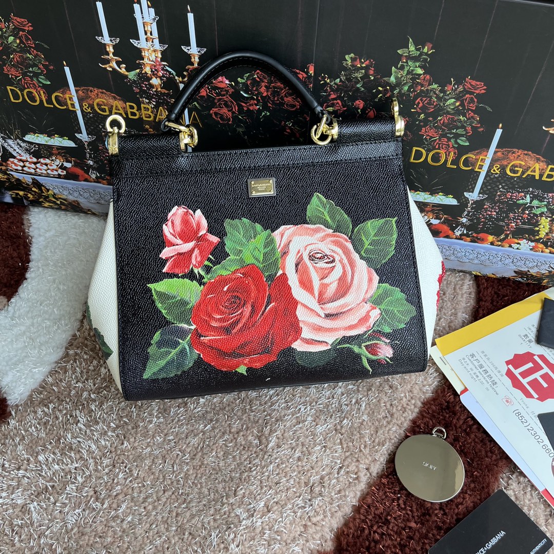【Dolce & Gabbana 杜嘉班纳】牛皮印花 可斜挎/手提 带镜子 海外代购专用品 👜有范有气场💣全新包型 💋任