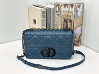 Dior Caro Bags Handbags Blue Deep Sea Cowhide