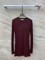 MiuMiu Clothing T-Shirt Combed Cotton Fall/Winter Collection Long Sleeve